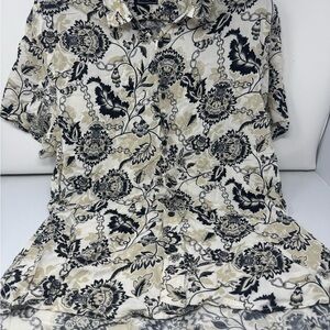Floral Black and Cream Men's Shirt